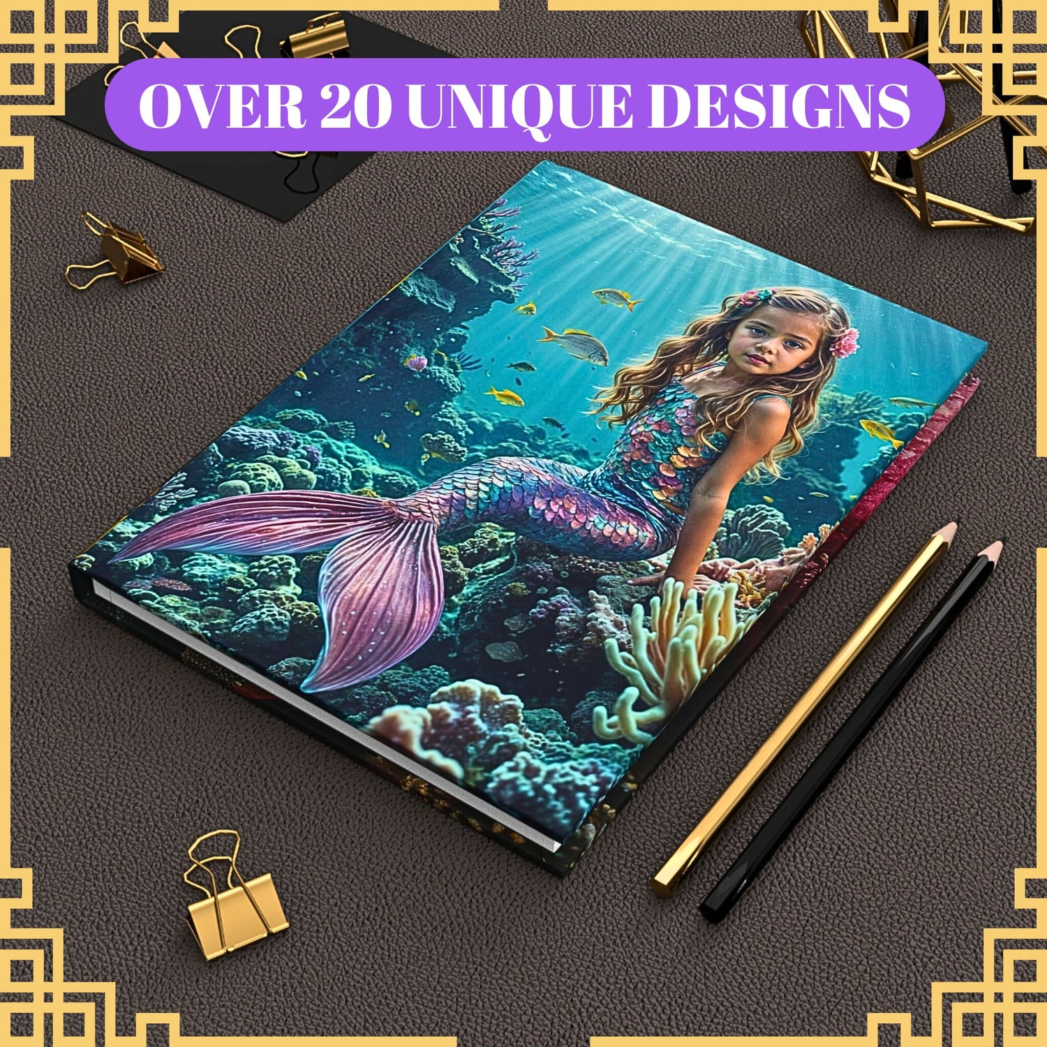 A14.Custom Mermaid Journal From Photo  Cute Pink Personalised Little Mermaid Photo Custom Mermaid Journal  Last Minute Birthday Gift for Girls