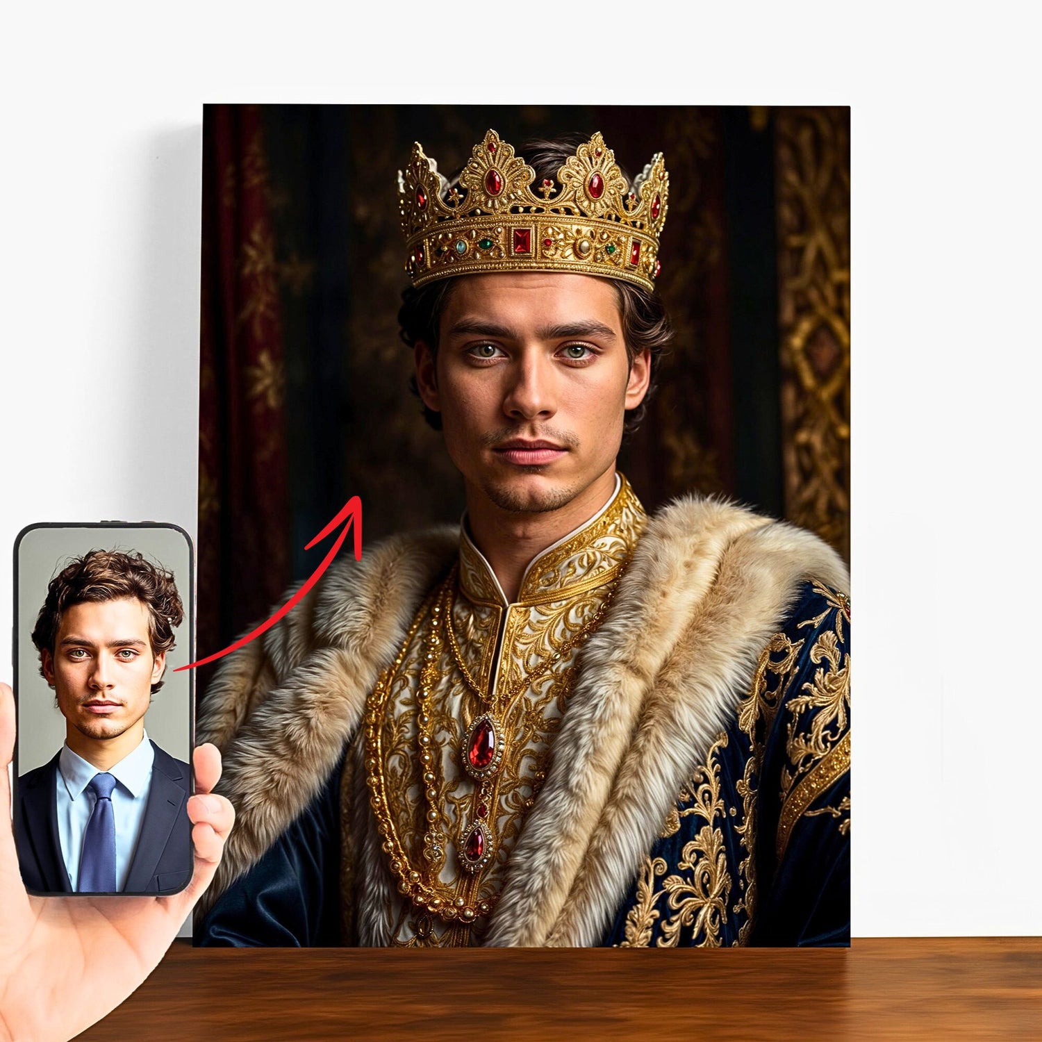 Personalized Royal Prince Portrait from Photo  Renaissance Portrait  Custom King Portrait  Gift for him  Father's Day Gift