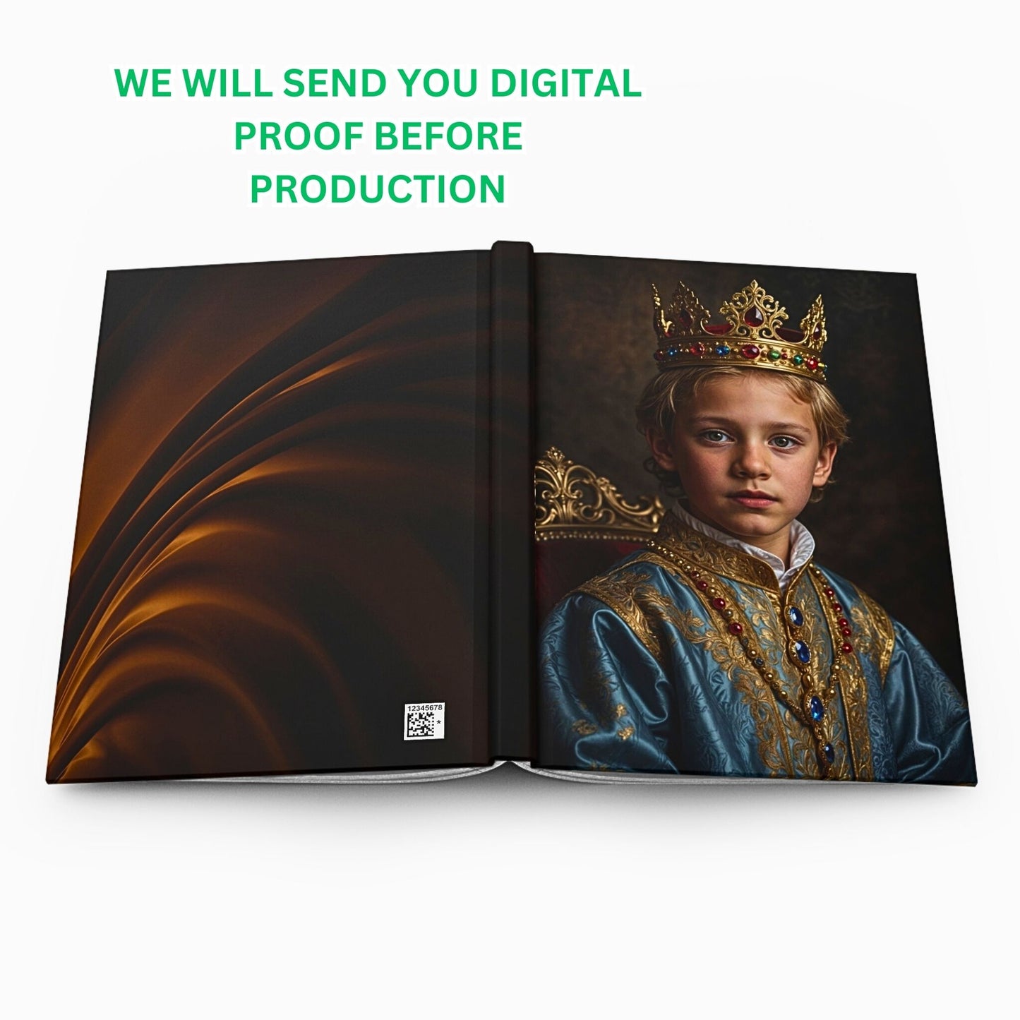 Elevate your child’s photo to a work of art with our exclusive Custom Kids Royal Journal from Photo. This meticulously crafted journal transforms ordinary images into a bespoke masterpiece reminiscent of Renaissance-era portraiture.