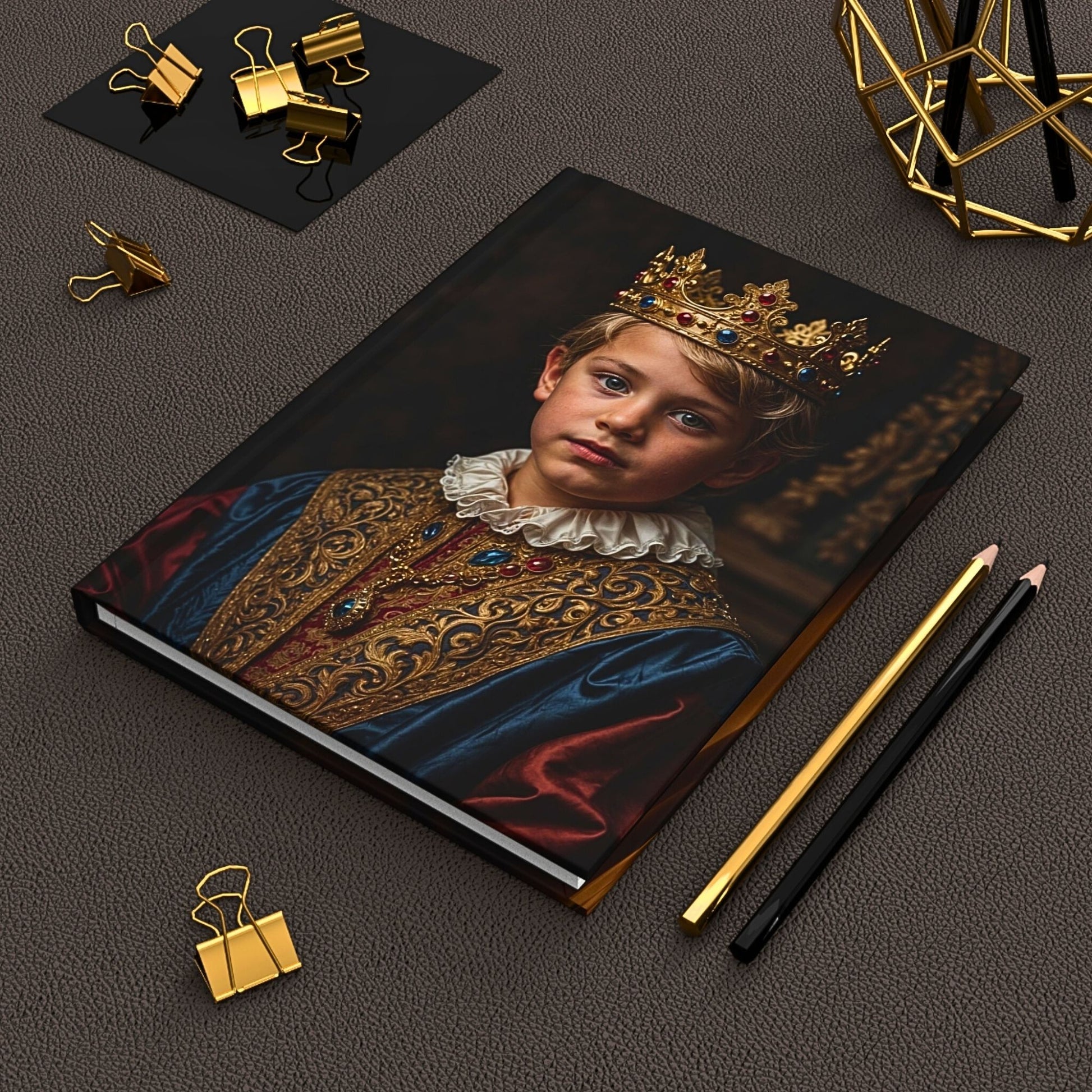 our exquisite Custom Kids Royal Journal from Photo, where ordinary photographs are transformed into extraordinary keepsakes. This personalized journal combines the artistry of portrait photography with the elegance of historical royal manuscripts, creating a stunning homage to your child’s uniqueness.
