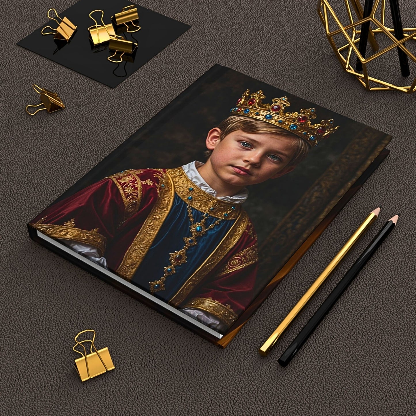 Introducing our Custom Kids Royal Journal from Photo, an exquisite tribute that turns your child’s photograph into a sophisticated piece of art. This journal combines the charm of personalized craftsmanship with the allure of historical grandeur, offering a unique way to immortalize precious memories.