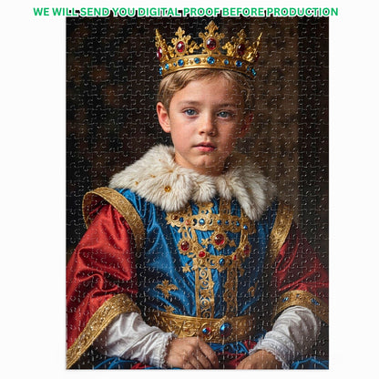 Transform Memories with a Custom Royal Puzzle | Personalized Gift for Parents | Capture the essence of royalty with our Custom Kids Royal Puzzle from Photo. Perfect for birthdays and family gatherings, available in 252, 500, and 1000-piece sizes. Crafted from durable materials for lasting enjoyment. Ideal for children 9+ and adults alike. Order now for a delightful surprise in a stylish metal box.