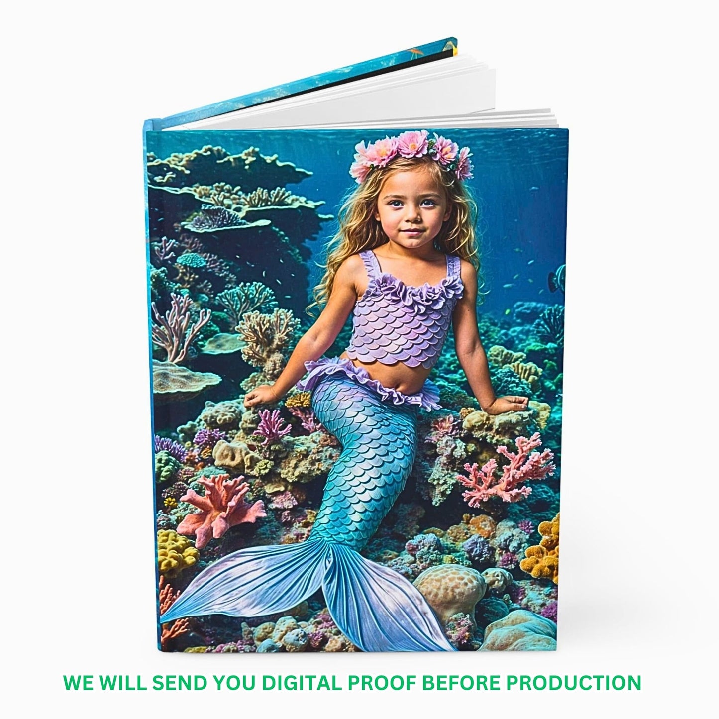 Capture her dreams in a Custom Mermaid Journal, featuring her own photo. This personalized gift for girls is perfect for birthdays, offering a whimsical way to preserve mermaid adventures and inspire creativity.