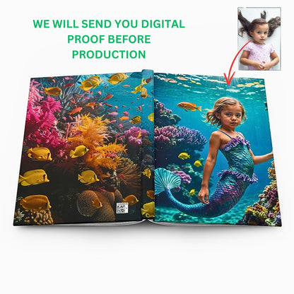 Embark on a magical journey with our Custom Mermaid Journal, tailored from her favorite photo. This personalized gift for girls is ideal for birthdays, inviting them to explore creativity and capture mermaid-inspired memories with style.