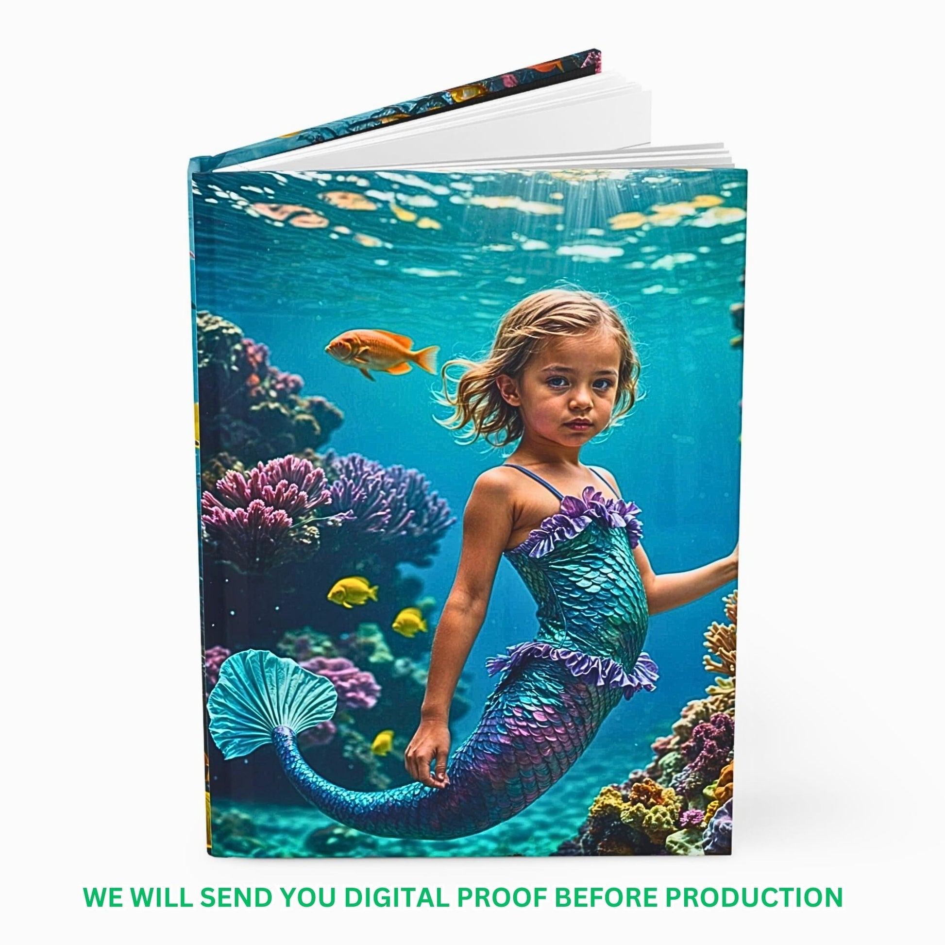 Embark on a magical journey with our Custom Mermaid Journal, tailored from her favorite photo. This personalized gift for girls is ideal for birthdays, inviting them to explore creativity and capture mermaid-inspired memories with style.