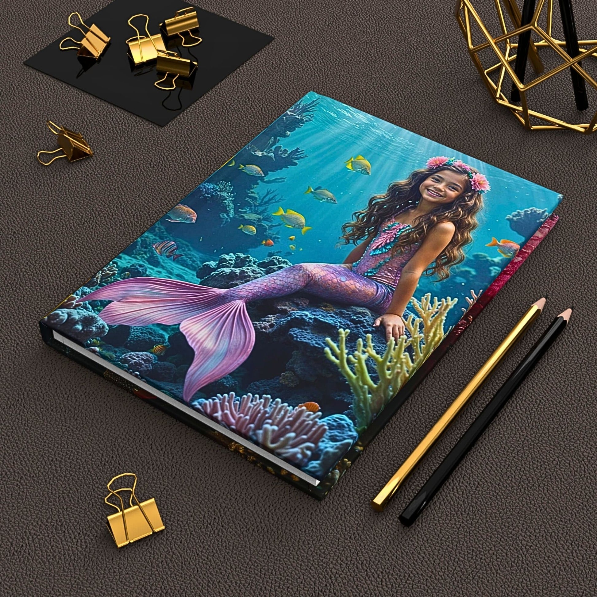 Transform her imagination with our Custom Mermaid Journal, crafted from her cherished photo. This personalized gift for girls is a whimsical choice for birthdays, capturing underwater adventures and inspiring creativity in a stylish format.