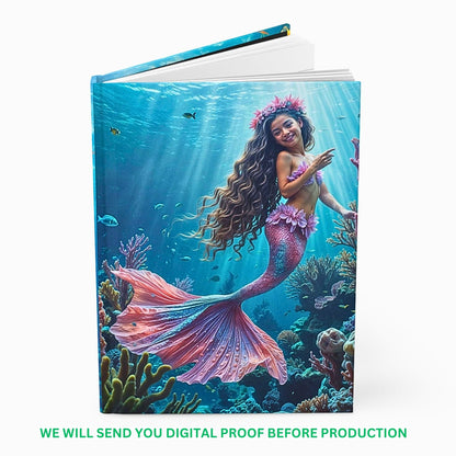 Transform your memories into a whimsical Custom Mermaid Journal From Photo. Personalized just for her, it's the perfect last-minute birthday gift for girls who love underwater adventures.