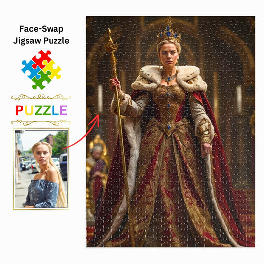Transform your favorite photos into stunning custom queen puzzles at PuzzlePortraits.com. Ideal for birthdays and cherished gifts, these renaissance-inspired puzzles blend historical charm with modern AI design. Personalized digital downloads ensure a unique and memorable present. Explore our collection and create a one-of-a-kind puzzle portrait fit for royalty today!