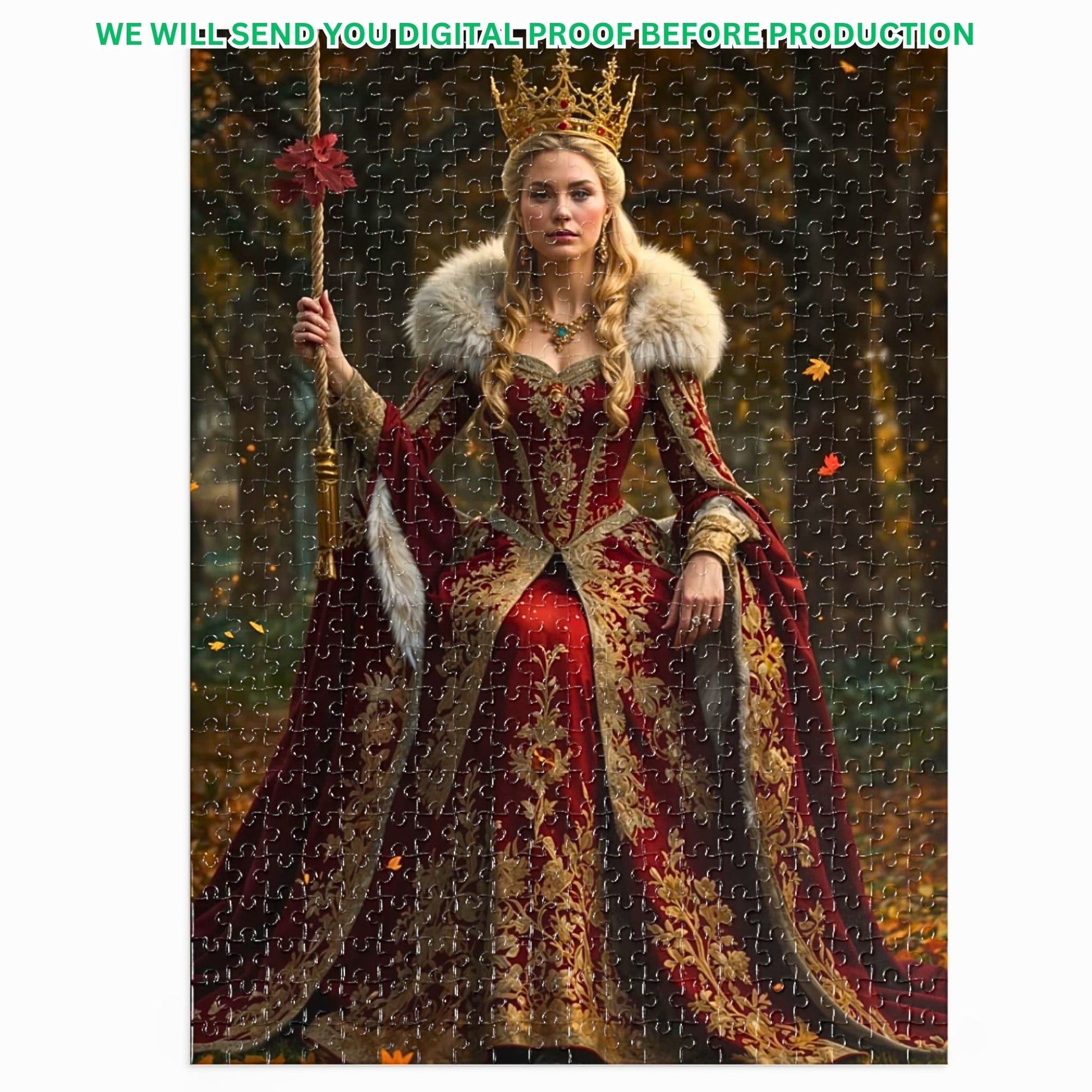 Immerse yourself in the charm of custom queen puzzles at PuzzlePortraits.com. Crafted with renaissance flair and AI precision, these puzzles are more than just gifts—they're timeless tributes. Perfect for birthdays and cherished occasions, each puzzle captures the essence of regal beauty. Discover the art of personalized gifting with our digital downloads today!