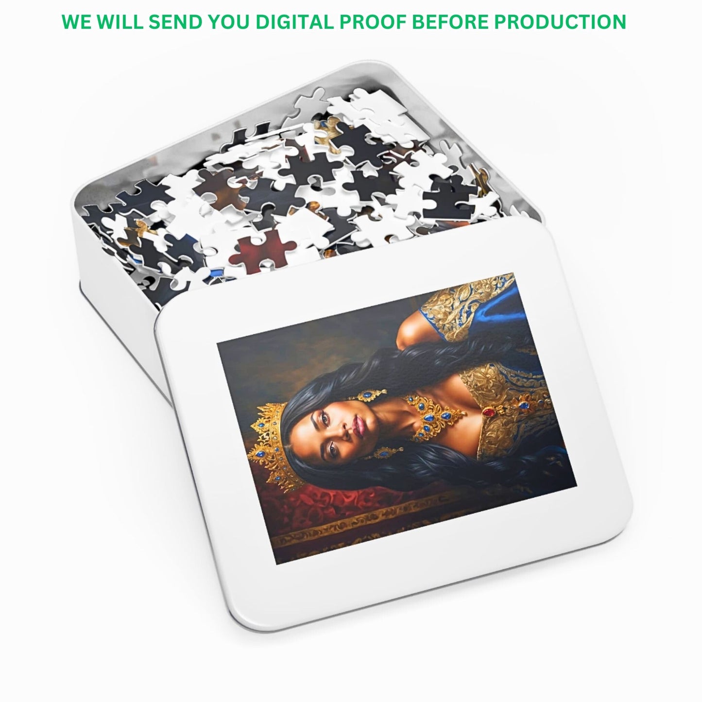 Discover the magic of personalized queen puzzles at PuzzlePortraits.com. Perfect for birthdays and heartfelt gifts, our puzzles blend renaissance artistry with modern digital craftsmanship. Each puzzle is a tribute to elegance and creativity, featuring intricate details designed with AI precision. Create a unique keepsake that celebrates your loved ones in a timeless, artistic form. Dive into our collection and unlock the beauty of custom puzzle portraits today!