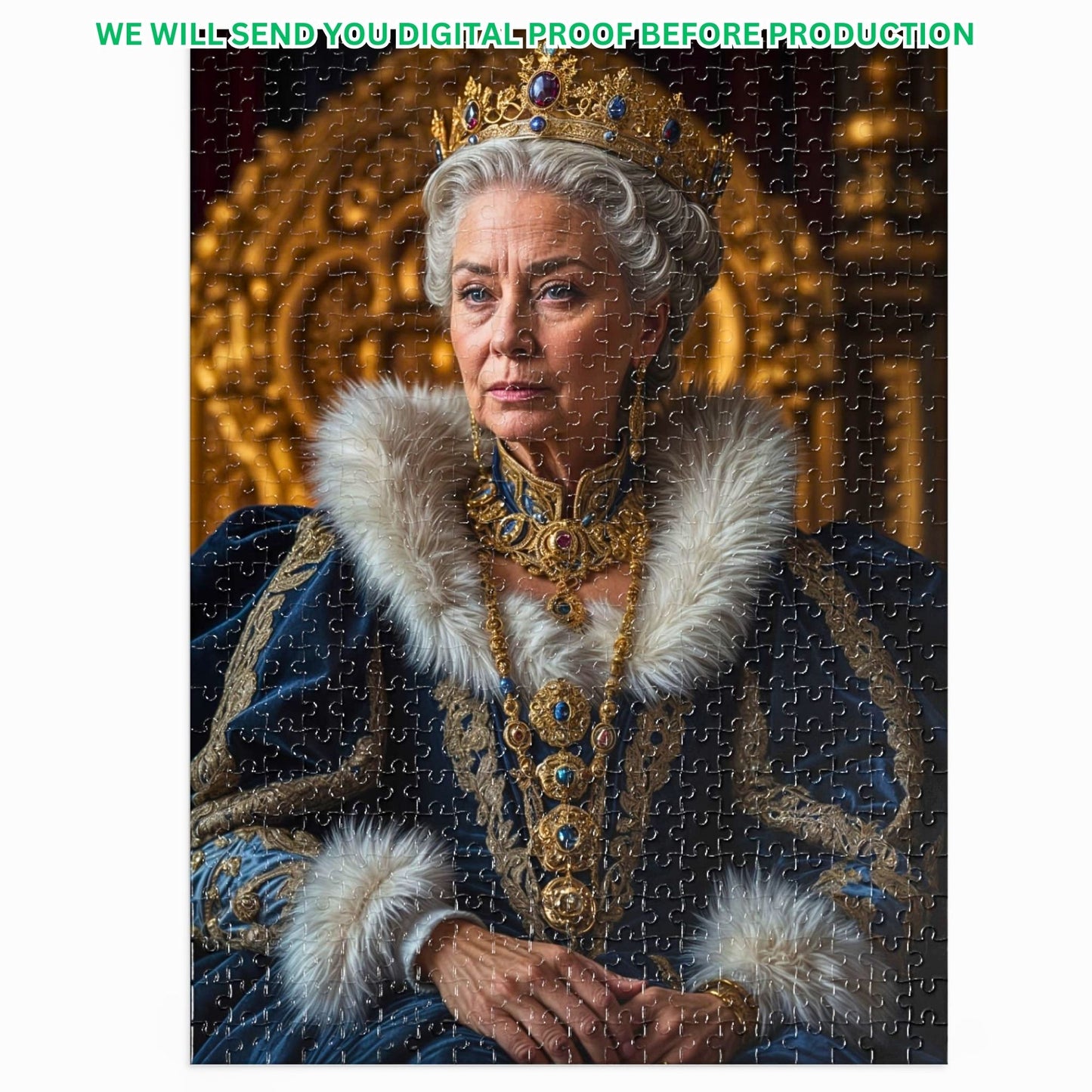 Step into the world of custom puzzles with our Royal Portrait transformations! Perfect for any occasion, from birthdays to special surprises, these Renaissance-inspired puzzles and personalized queen portraits make for unforgettable gifts. Explore AI-crafted historical puzzle art and enjoy easy digital downloads. Delight in custom female puzzle designs that blend elegance and personalization, perfect for showcasing your unique style and creativity.