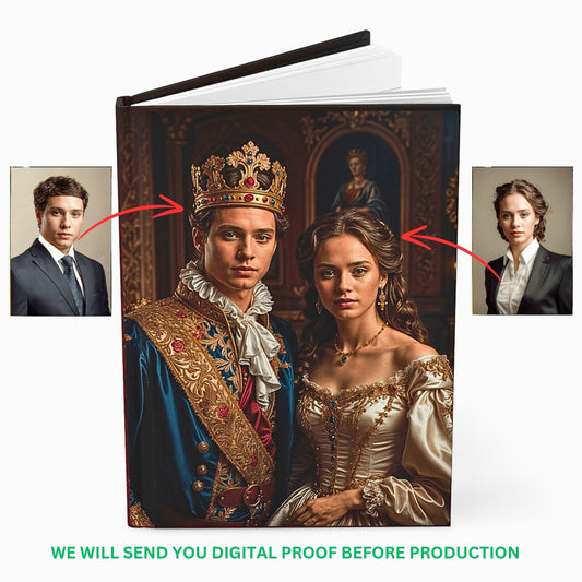 Discover the charm of our Custom Royal Couple Journal, a perfect gift for birthdays, anniversaries, or any special occasion. Personalize with photos to create a unique keepsake that captures your royal moments together. Explore our Royal Journal Collection and find the ideal personalized gift fit for royalty today!
