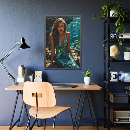 Custom Mermaid Portrait: Personalized Wall Decor for Women.MT2.18