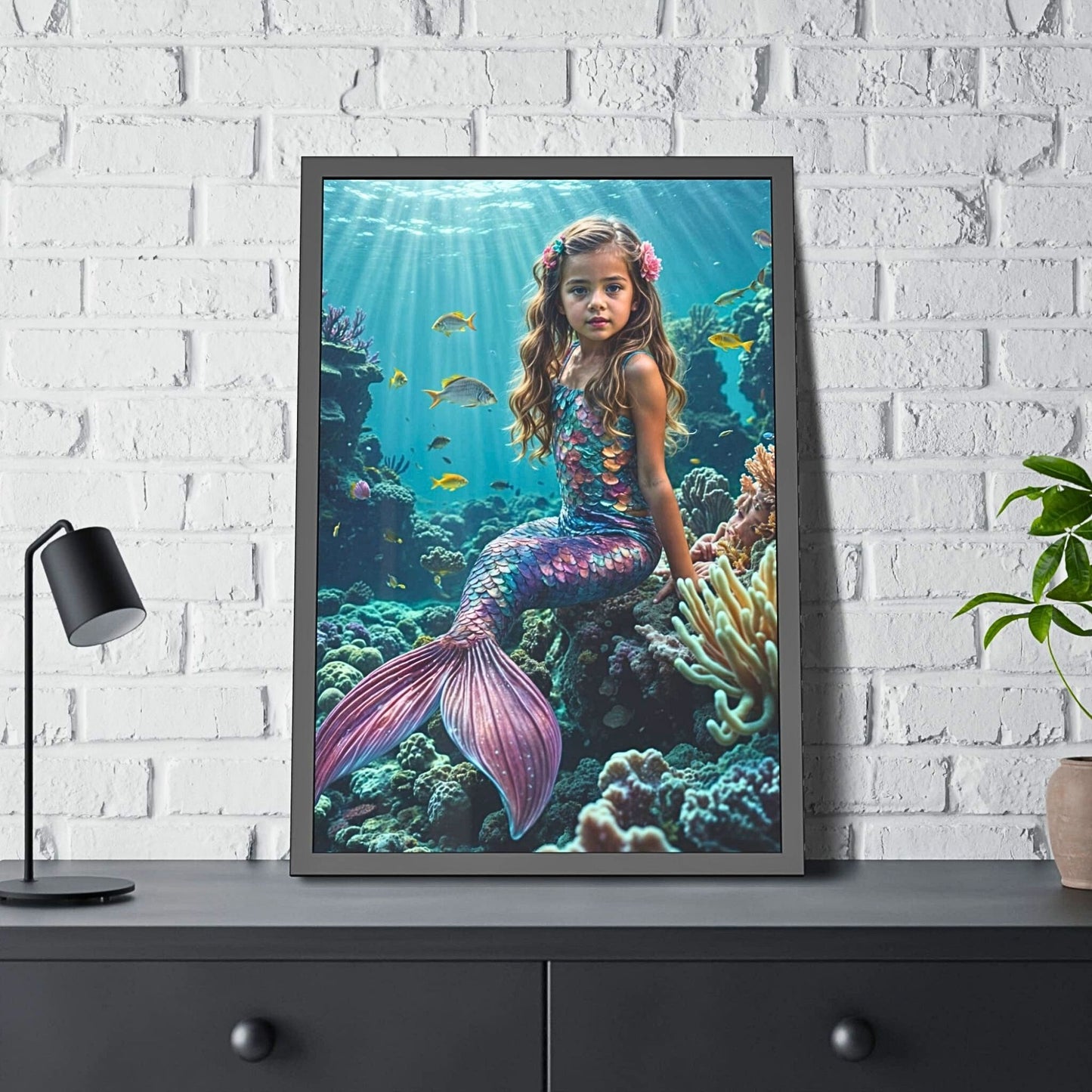 Create a stunning Custom Mermaid Portrait from Photo. Personalized Princess Mermaid Portrait for your daughter's Birthday. Transform any photo into Wall Art. Custom Mermaid Gifts for girls. Unique Princess Birthday Gift. Personalized Photo Portrait to cherish forever. Ideal for sister, mom, or girlfriend.