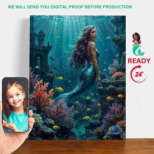Enchant your loved ones with a Custom Mermaid Portrait from Photo, creating a Personalized Princess Mermaid Portrait perfect for your daughter’s Birthday. These unique Wall Art pieces make ideal gifts for daughters, sisters, moms, and girlfriends. Turn cherished photos into stunning Custom Mermaid Art portraits, perfect for celebrating special occasions and creating lasting memories.
