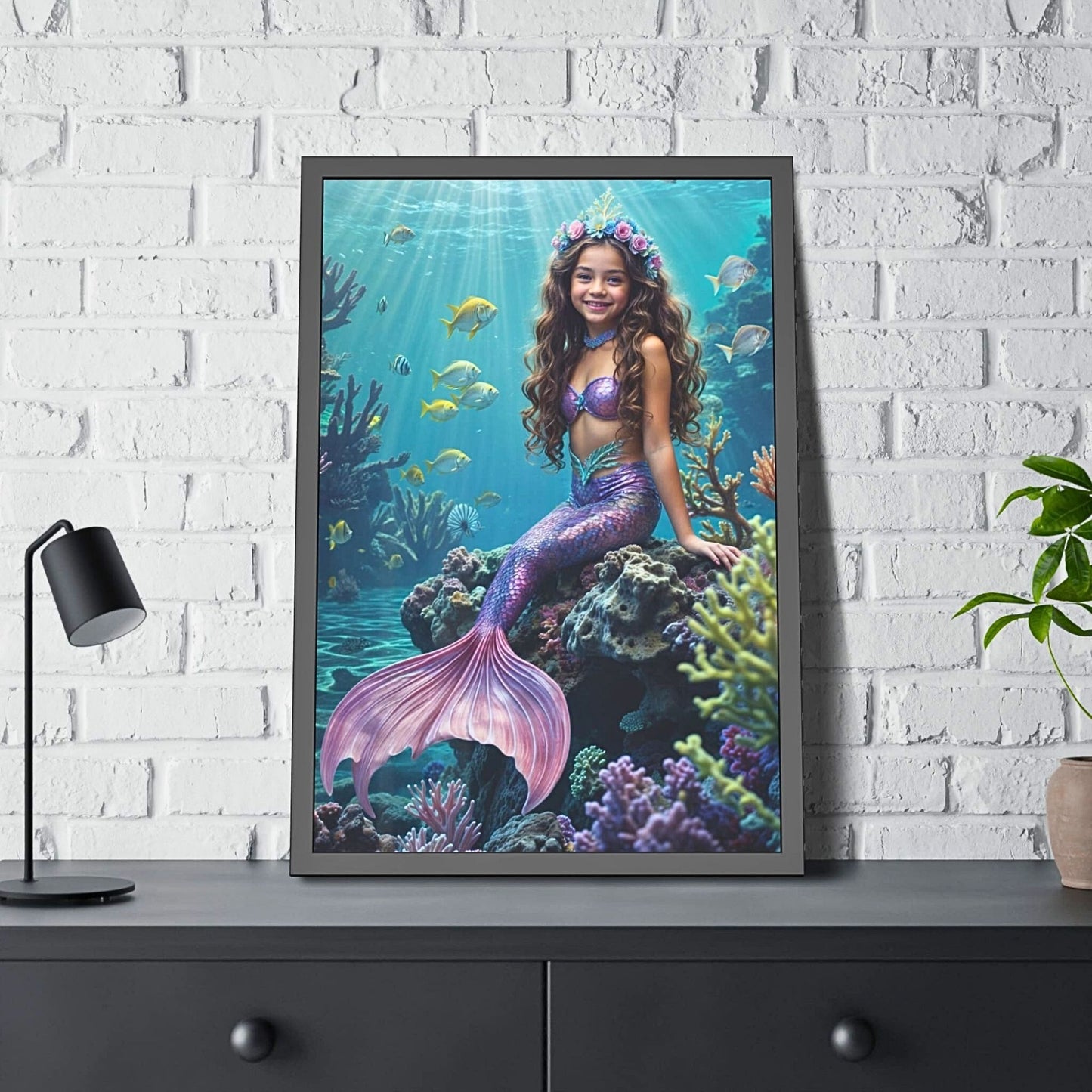 Surprise your daughter with a magical Custom Mermaid Portrait from Photo, perfect for her Birthday. This Personalized Princess Mermaid Portrait transforms her photo into beautiful Wall Art. Ideal for daughters, sisters, moms, and girlfriends, these Custom Mermaid Art portraits make unique gifts that turn cherished photos into enchanting keepsakes for any special occasion.