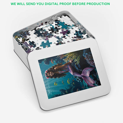 Custom Mermaid Puzzle from Photo, Personalized Girl Little Mermaid puzzle, Custom Princess Portrait Mermaid Gifts Princess Birthday Gift - Turn your favorite photo into a 250 to 1000-piece puzzle. Ideal for mermaid aficionados, princess fans, and personalized gift seekers.