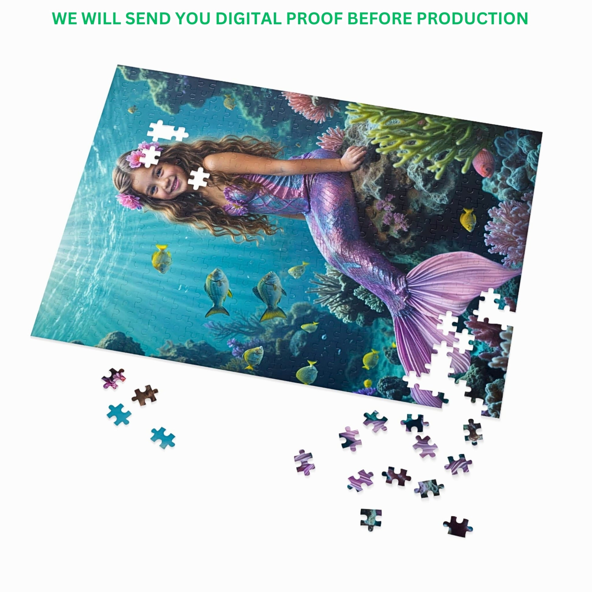 Custom Mermaid Puzzle from Photo. Personalized Girl Little Mermaid puzzle. Custom Princess Portrait Mermaid Gifts. Princess Birthday Gift add puzzle. 250 to 1000PC. Unique Mermaid Puzzle. Custom Gift for Girls. Mermaid Birthday Puzzle. Personalized Princess Gift. Custom Mermaid Art Puzzle. Princess Photo Gift.