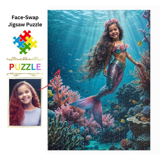 Immerse Yourself in Magic with Our Custom Mermaid Puzzle! Transform Any Photo into a Personalized Little Mermaid Puzzle. Ideal Princess Portrait Gift for Birthdays. Available in Sizes from 250 to 1000 Pieces. Make Every Occasion Memorable!
