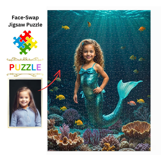 Dive into Creativity with Our Custom Mermaid Puzzle from Photo! Bring Your Memories to Life with a Personalized Little Mermaid Puzzle. The Perfect Princess Birthday Gift for Girls. Choose from 250 to 1000 Pieces for a Fun Challenge!