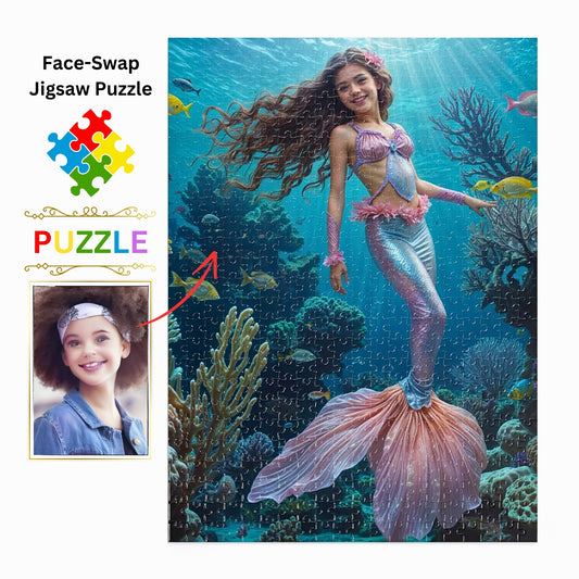 Make Waves with Our Custom Mermaid Puzzle from Photo! Transform Your Favorite Image into a Personalized Little Mermaid Puzzle. A Magical Princess Portrait Gift for Any Occasion. Available in Sizes from 250 to 1000 Pieces. Dive into Fun Today!