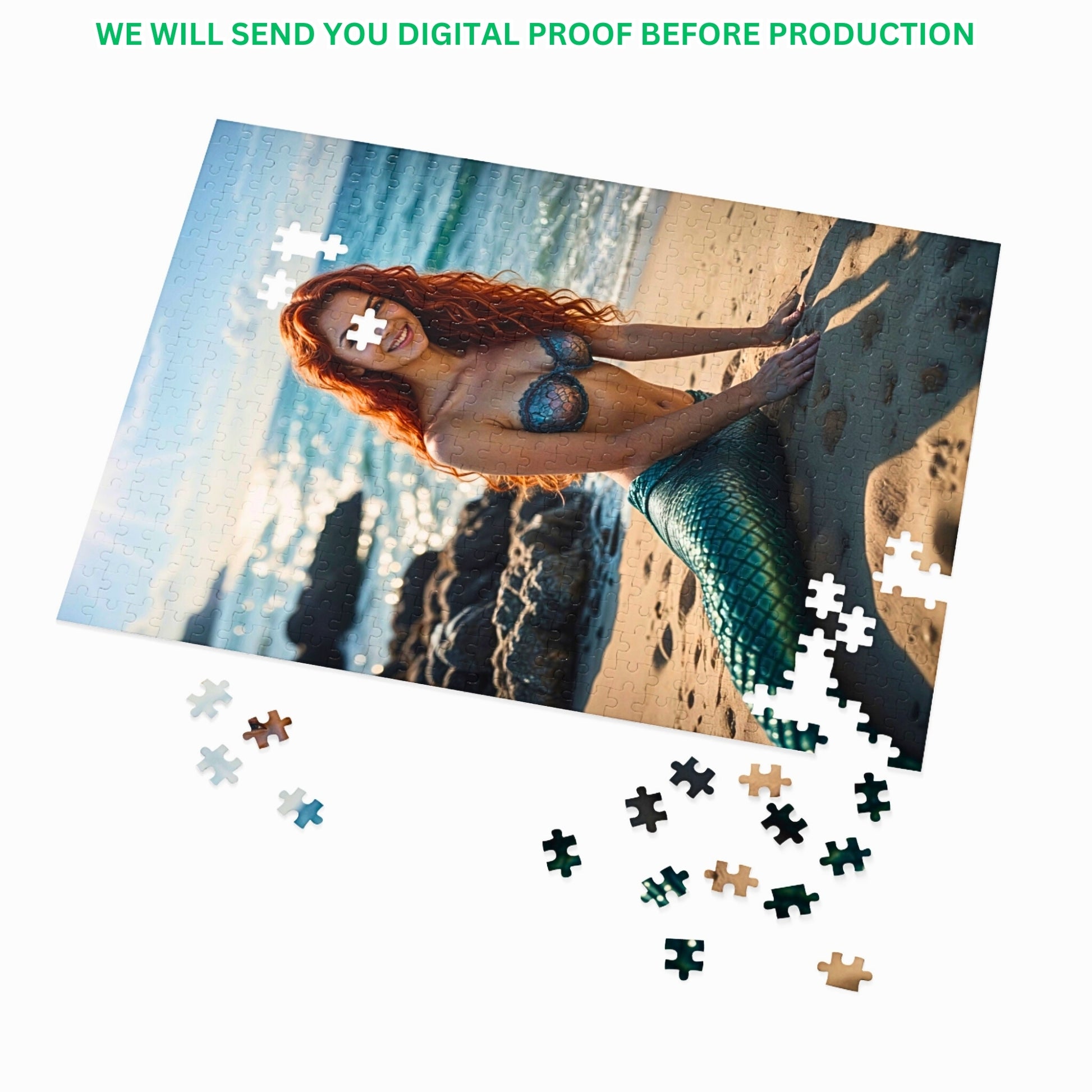 Transform your memories into a personalized mermaid puzzle! Customize a princess portrait for a special birthday surprise. Available in 250 to 1000 pieces. Lady mermaid gifts, princess gifts, and mermaid photo gifts are options. Convert any image into a unique mermaid art puzzle. Perfect for mermaid and princess enthusiasts. Order your bespoke puzzle creation today!