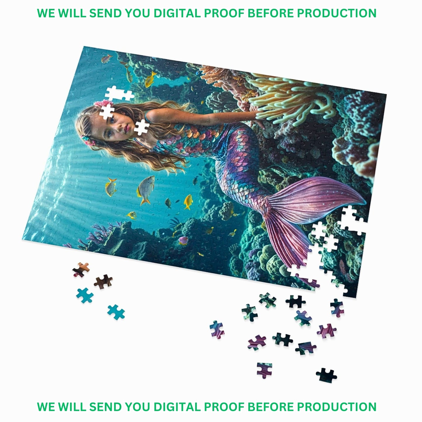 Custom Puzzle From Photo, Mermaid, Personalized Puzzle 252-1000 Pieces, Adult Jigsaw, Gift for Daughter, Sister Gift, Gift for Family. MP2