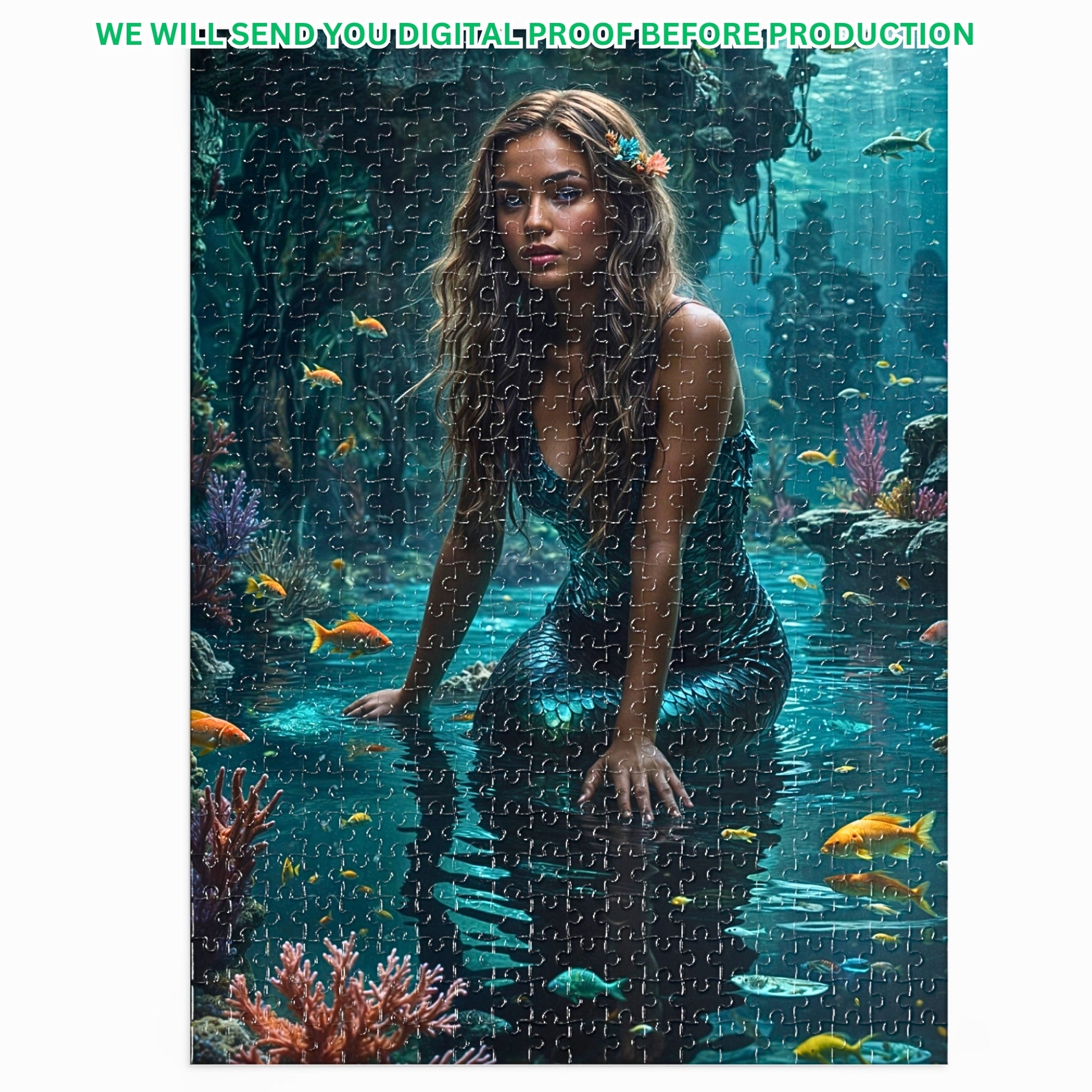 Craft your own mermaid puzzle from a favorite photo! Customize a princess portrait for a special birthday surprise. Choose from 250 to 1000 pieces. Lady mermaid gifts, princess gifts, and mermaid photo gifts are options. Turn any image into a unique mermaid art puzzle. Perfect for mermaid and princess enthusiasts. Order your personalized puzzle creation today!