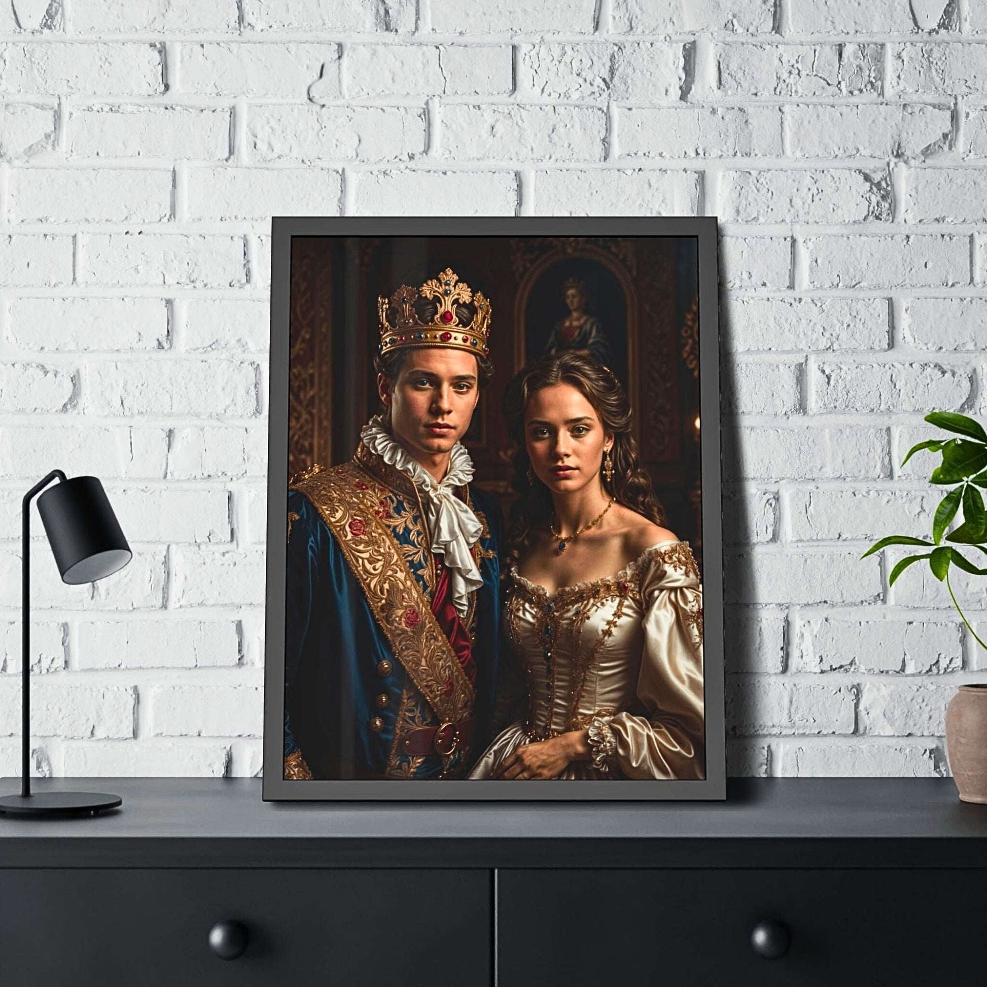 Create magical memories with custom royal couple portraits from your photos. Perfect for anniversaries, birthdays, and special occasions. Choose from Victorian, Renaissance, or fairytale themes. Personalized canvas prints make unique gifts for couples, family, and friends. Turn your loved ones into royalty with our exclusive designs. Order your custom portrait today!