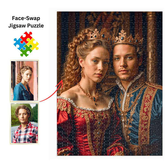 Immerse yourself in the charm of custom royal couple puzzles, created from your cherished images. Ideal for birthdays, anniversaries, or special moments. Choose from 252, 500, or 1000-piece sets, each meticulously crafted and presented in stylish metal packaging for an unforgettable gift.