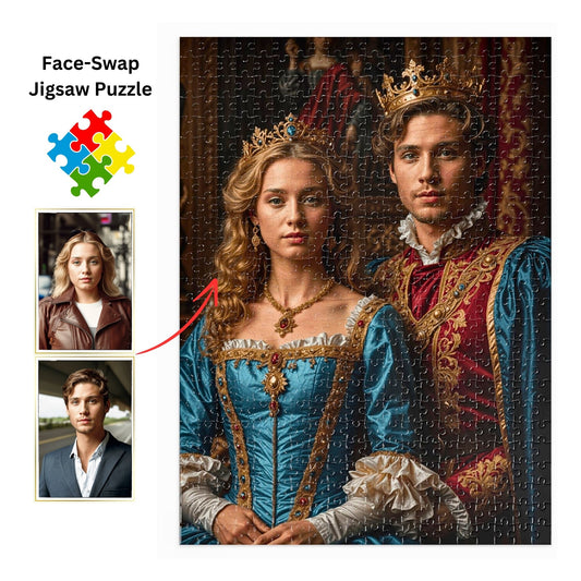 Explore our exquisite custom puzzles featuring royal and Victorian couple themes. Perfect for birthdays, anniversaries, or any special occasion. Available in 252, 500, and 1000-piece sets, meticulously crafted for hours of joyful puzzling.