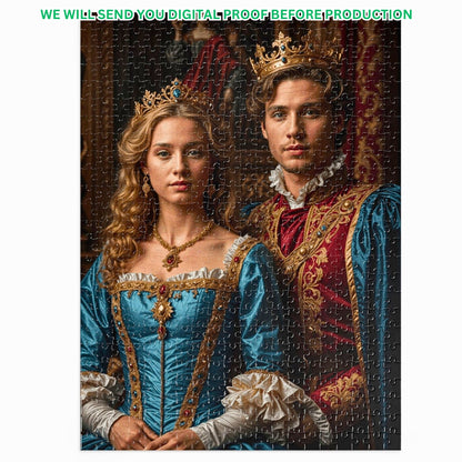 Explore our exquisite custom puzzles featuring royal and Victorian couple themes. Perfect for birthdays, anniversaries, or any special occasion. Available in 252, 500, and 1000-piece sets, meticulously crafted for hours of joyful puzzling.