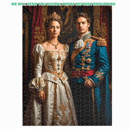 Experience the enchantment of personalized royal couple puzzles, crafted from your own pictures. Perfect for birthdays, anniversaries, or as a unique gesture. Available in 252, 500, or 1000-piece varieties, each puzzle set is beautifully housed in a metal box for a memorable presentation.