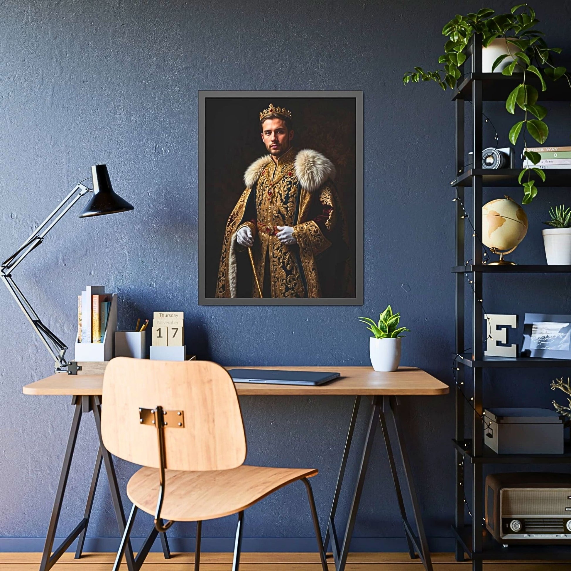 Create a personalized royal portrait from a photo, featuring a Renaissance style and historical flair. Perfect for birthdays and special occasions, this custom king portrait makes an unforgettable gift for him. Digital download available.