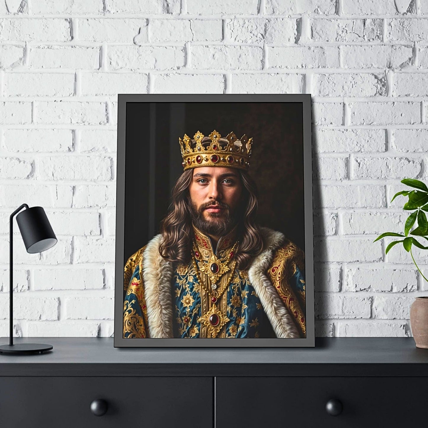 Bring the grandeur of the Renaissance to life with a custom royal portrait, crafted from your photo. Perfect for birthdays or as a heartfelt gift for him, this personalized king portrait exudes regal sophistication. With its historical allure and digital download option, it's a timeless piece of art that captures the essence of noble elegance, sure to be treasured for years to come.